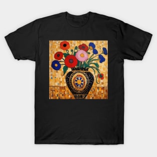 Colorful Flowers in a Decorative Black Vase T-Shirt